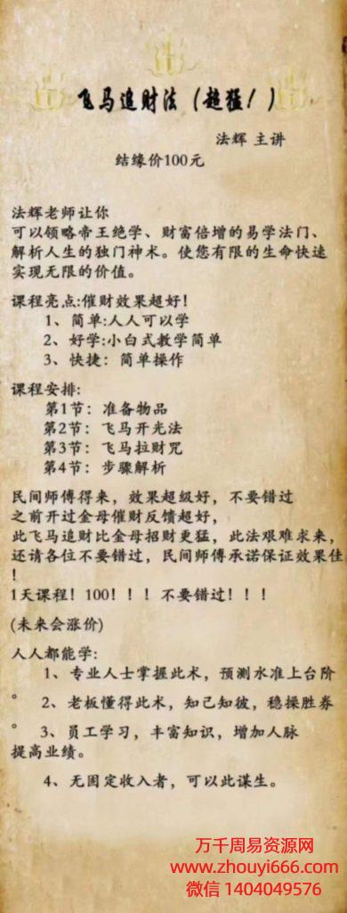 法辉老师飞马追财音频+文档