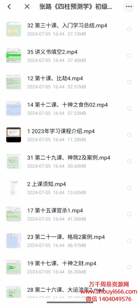 张路四柱预测学初级课程精讲，34集视频