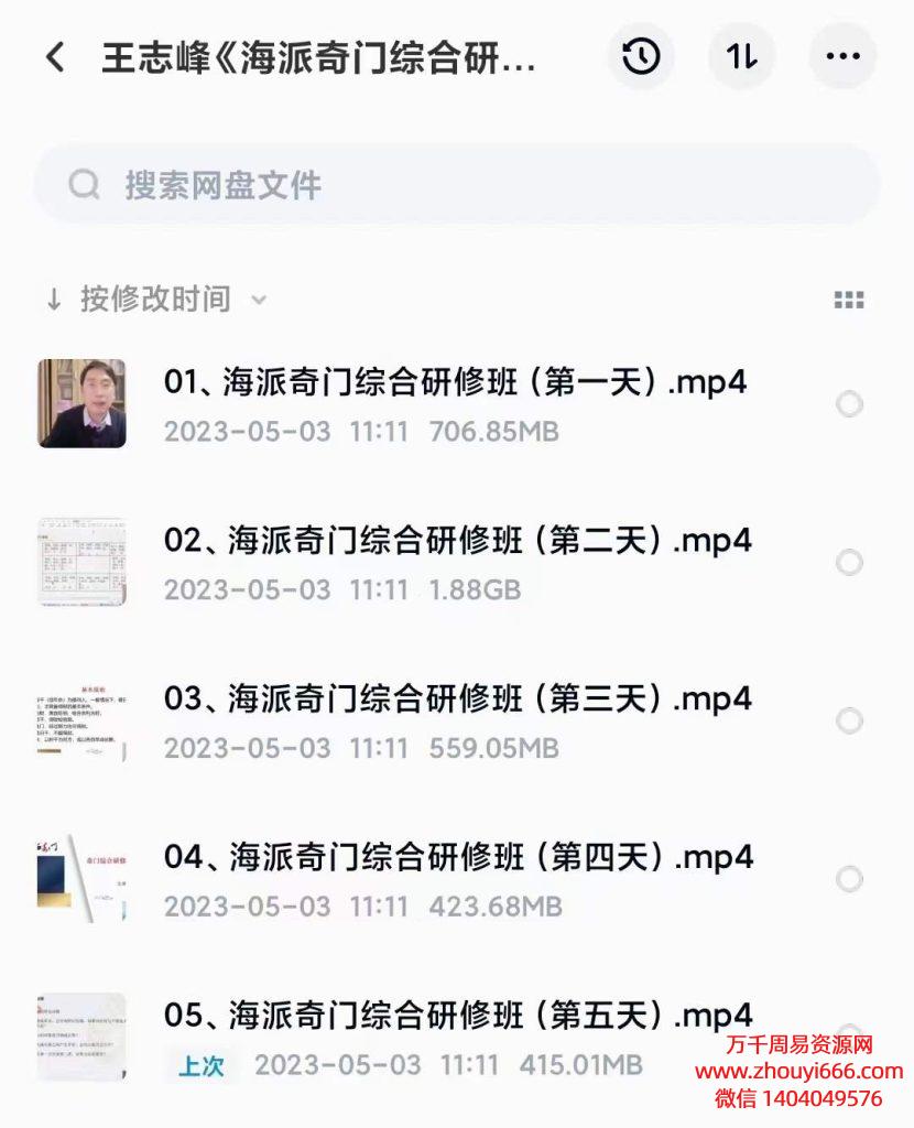 王志峰海派奇‮综门‬合研修班，视频5集