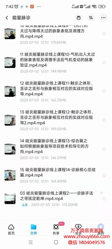 神算子脉诊能量脉法 ，视频15集