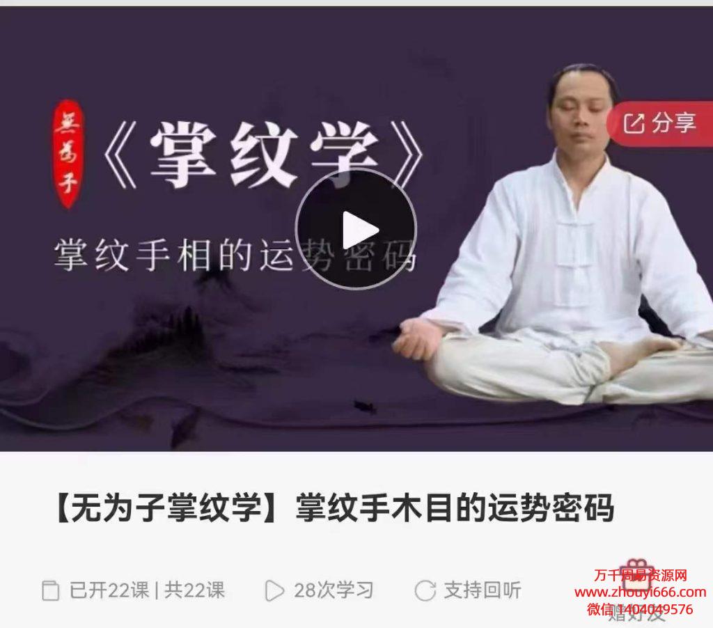 无为子掌纹手相的运势密码，视频22集