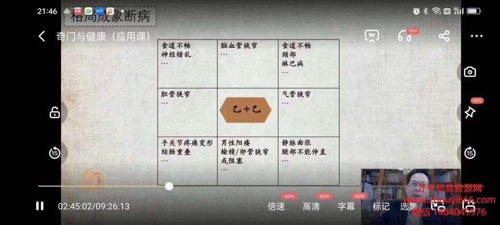 罗江普奇门与健康直播课视频1大集，共9个半小时！