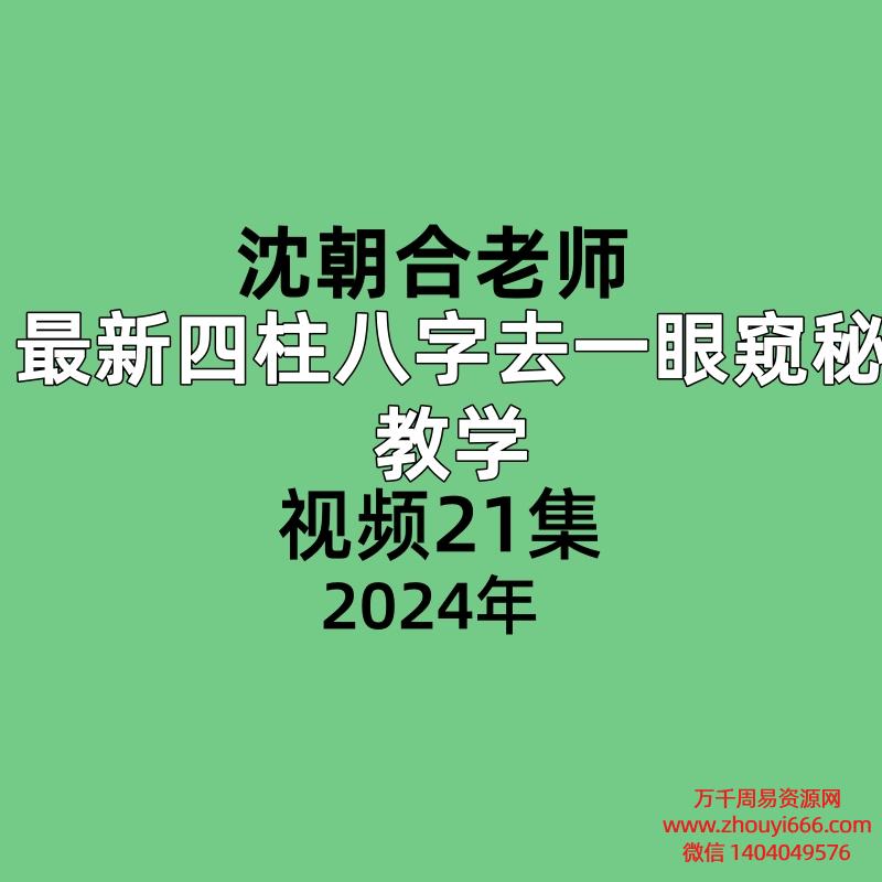 沈朝合老师最新四柱八字去一眼窥秘教学，视频21集