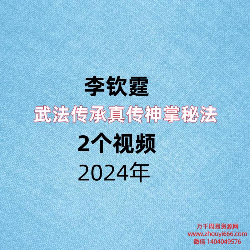 李钦霆武法传承真传神掌秘法，2个视频，每个视频1个多小时