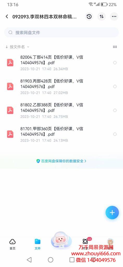 李双林《双林命稿》甲乙丙丁，PDF电子文档4本