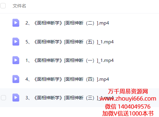 徐子辰《面相神断学》教学视频5集，每个视频2小时左右