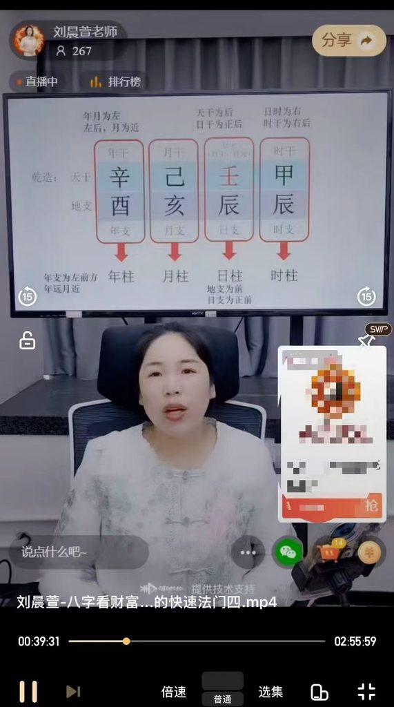 刘晨萱-八字看财富，婚姻，六亲，职业的快速法门四1集长视频